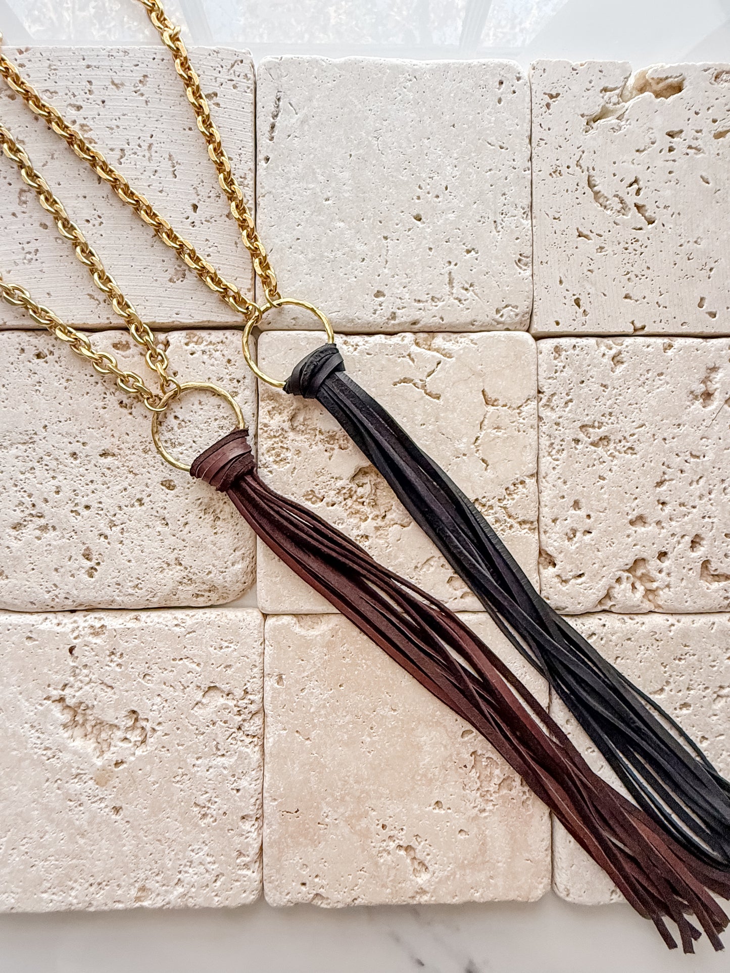 Street Chic Leather Tassel Necklaces