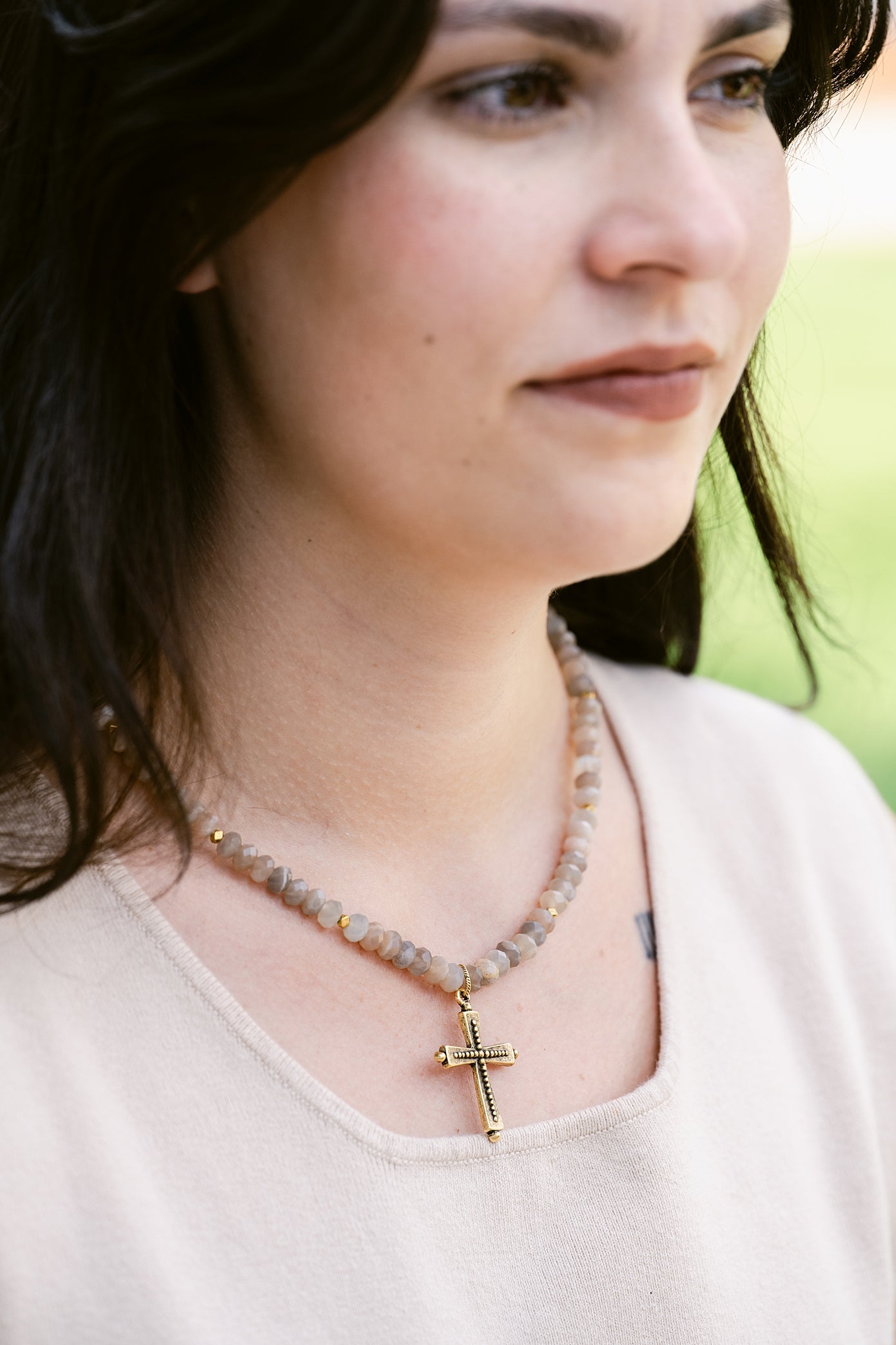 Devoted Beaded Cross Necklace