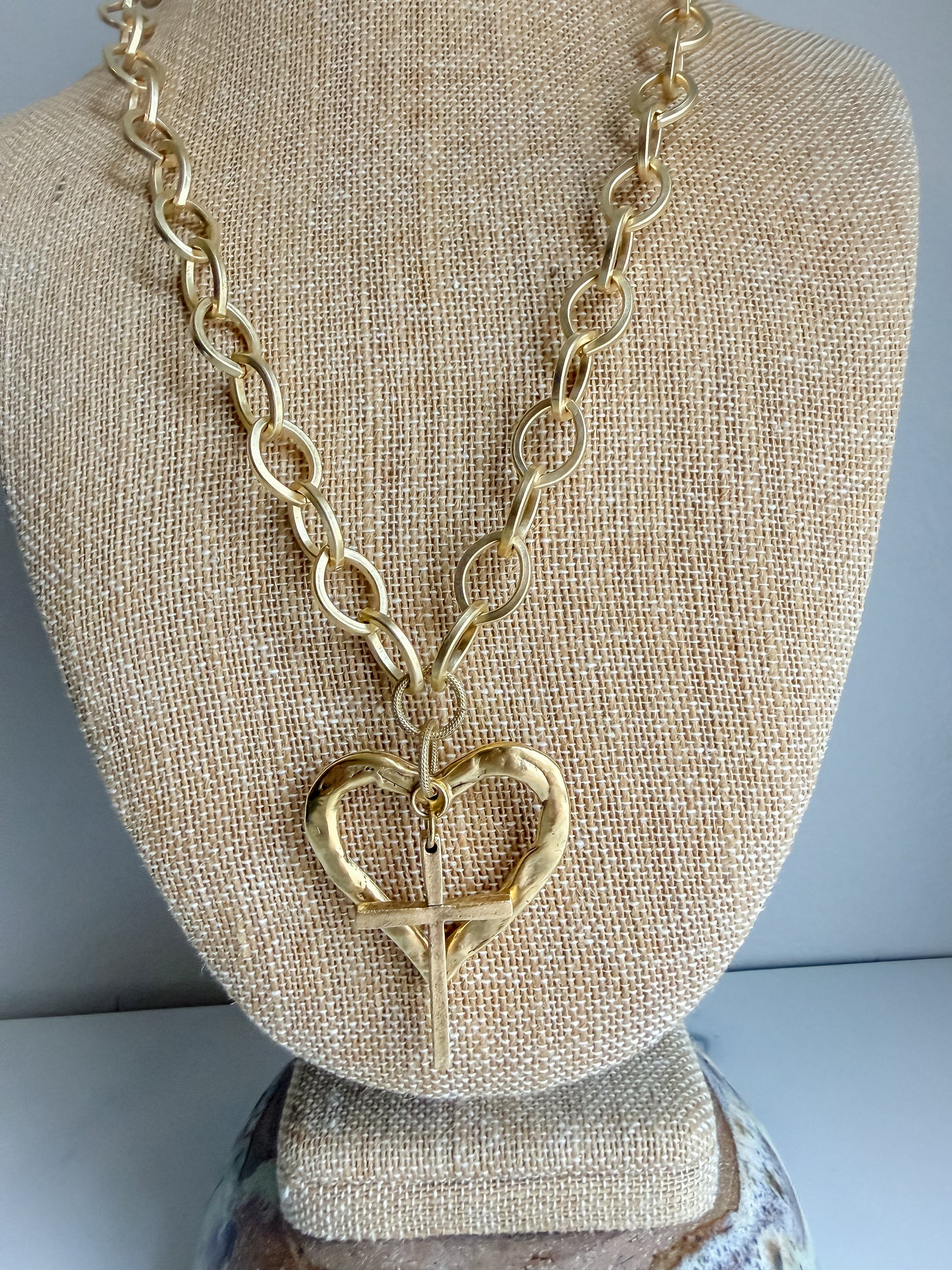 Agape Heart and Cross Necklace