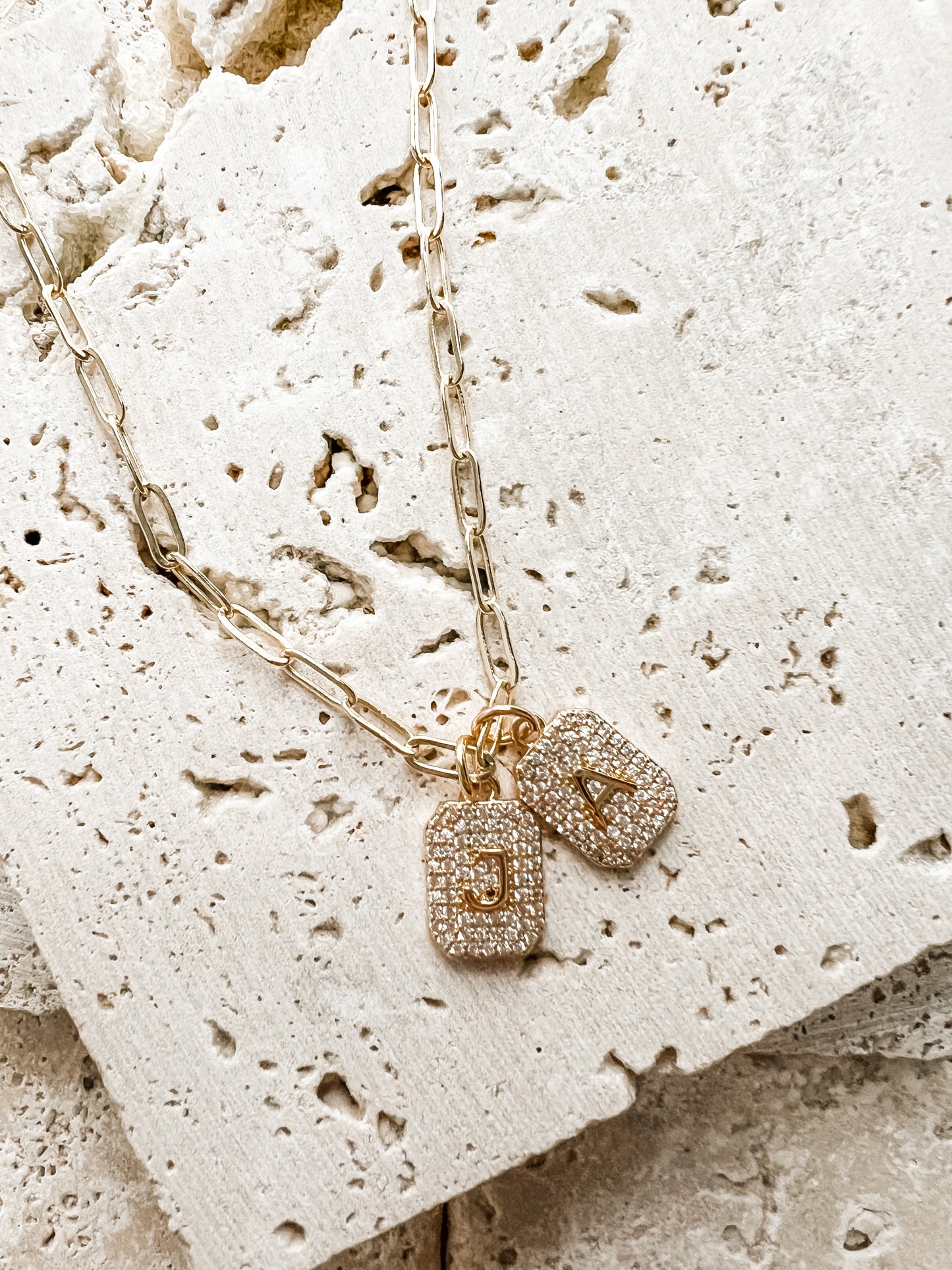 Pave Crystal Initial Necklace