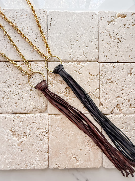 Street Chic Leather Tassel Necklaces