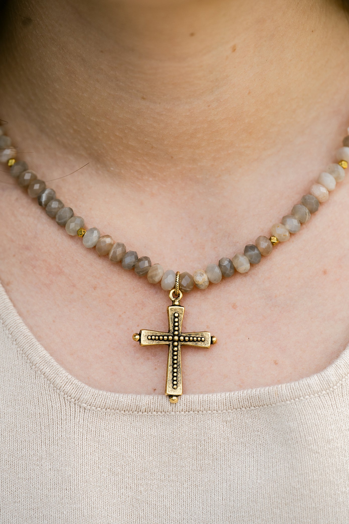 Devoted Beaded Cross Necklace