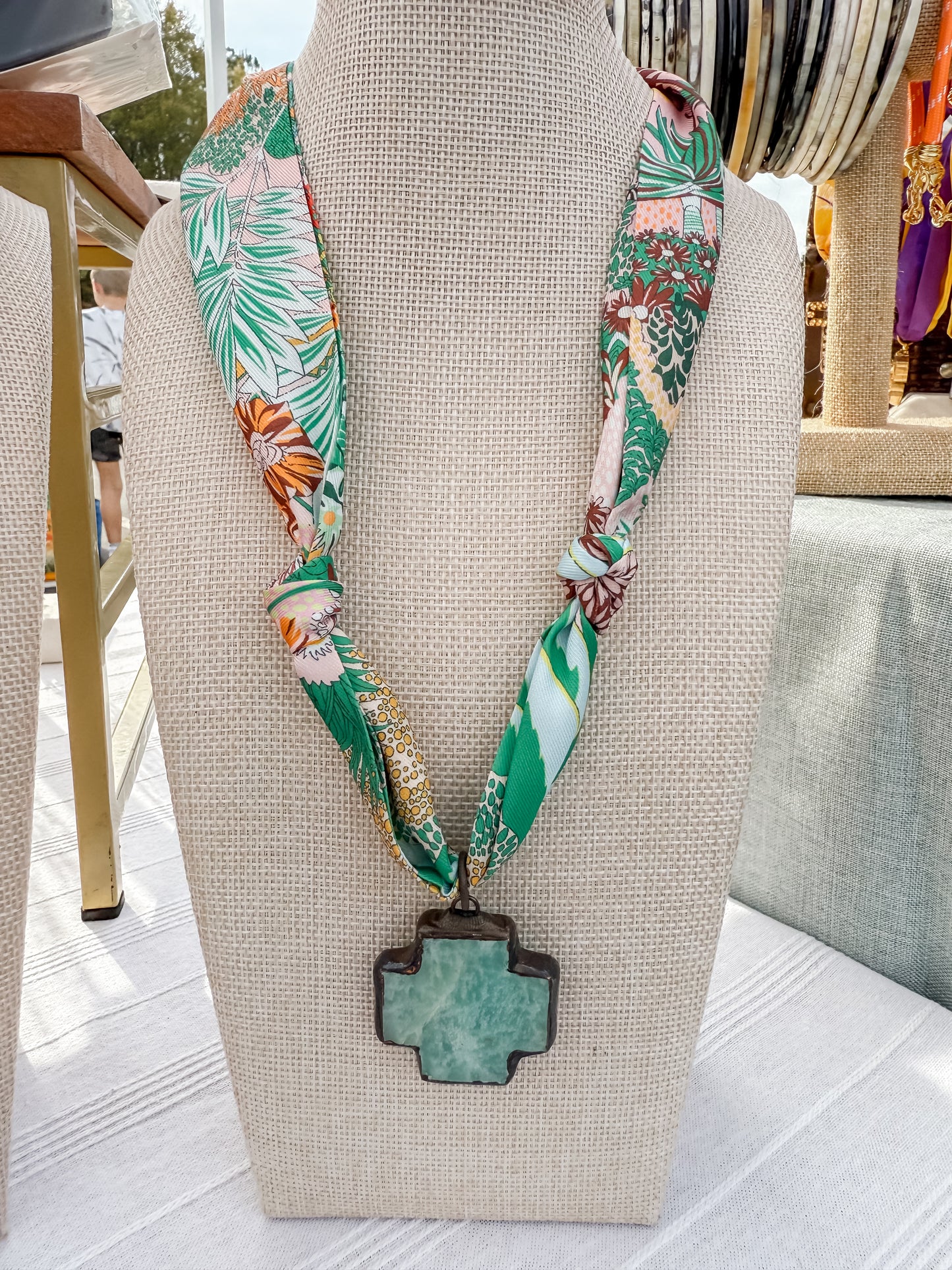 Scarf Necklaces(Green Hues)