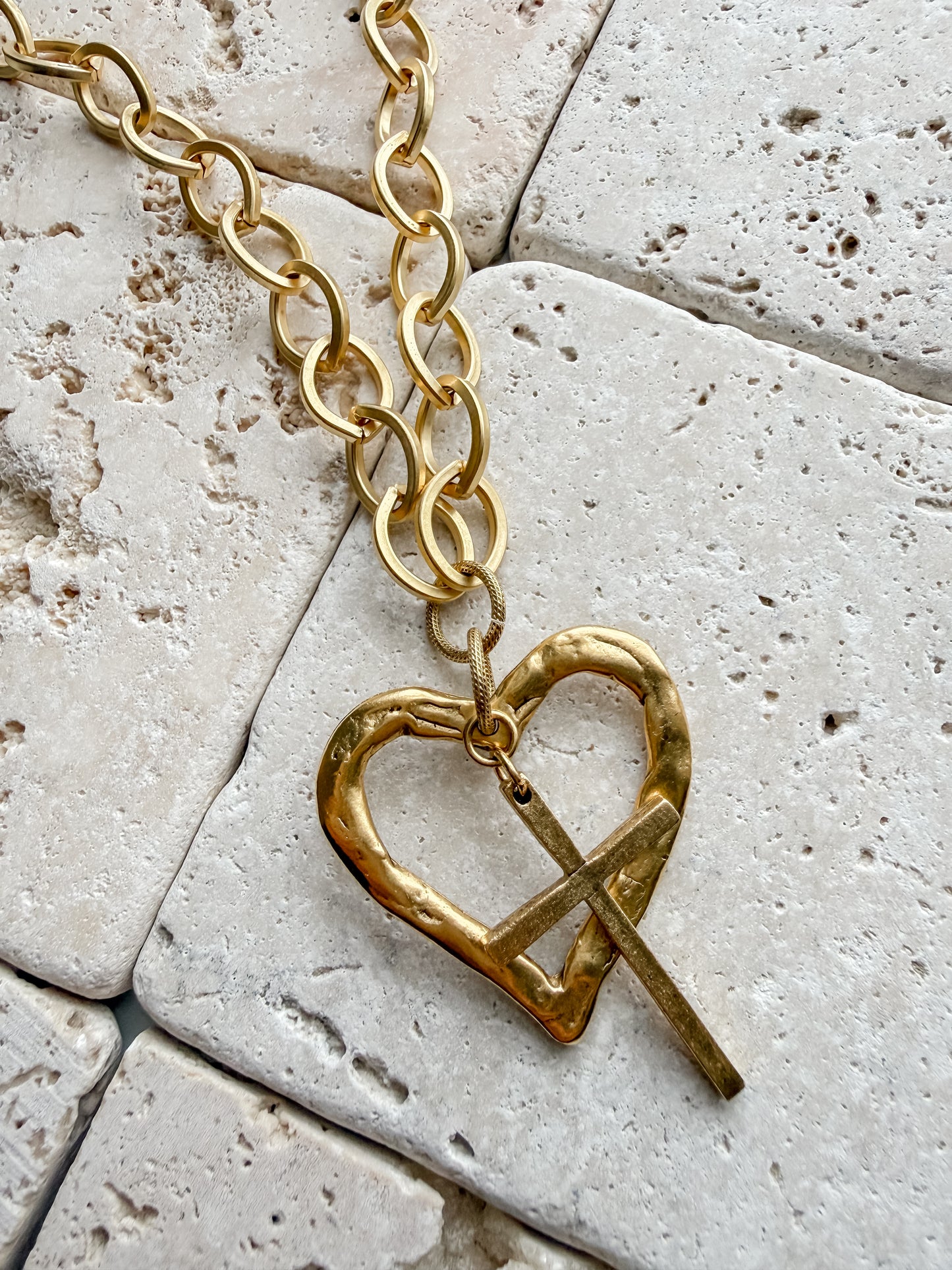 Agape Heart and Cross Necklace