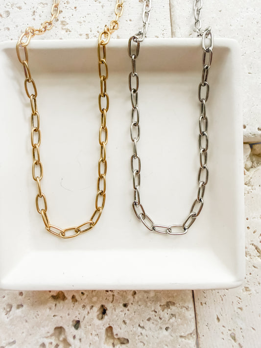 Oval Link Base Chain Necklace