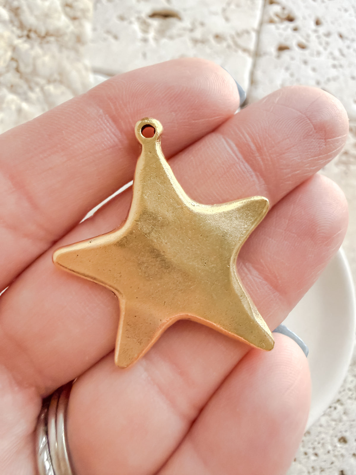 Medium Hammered Star Charm