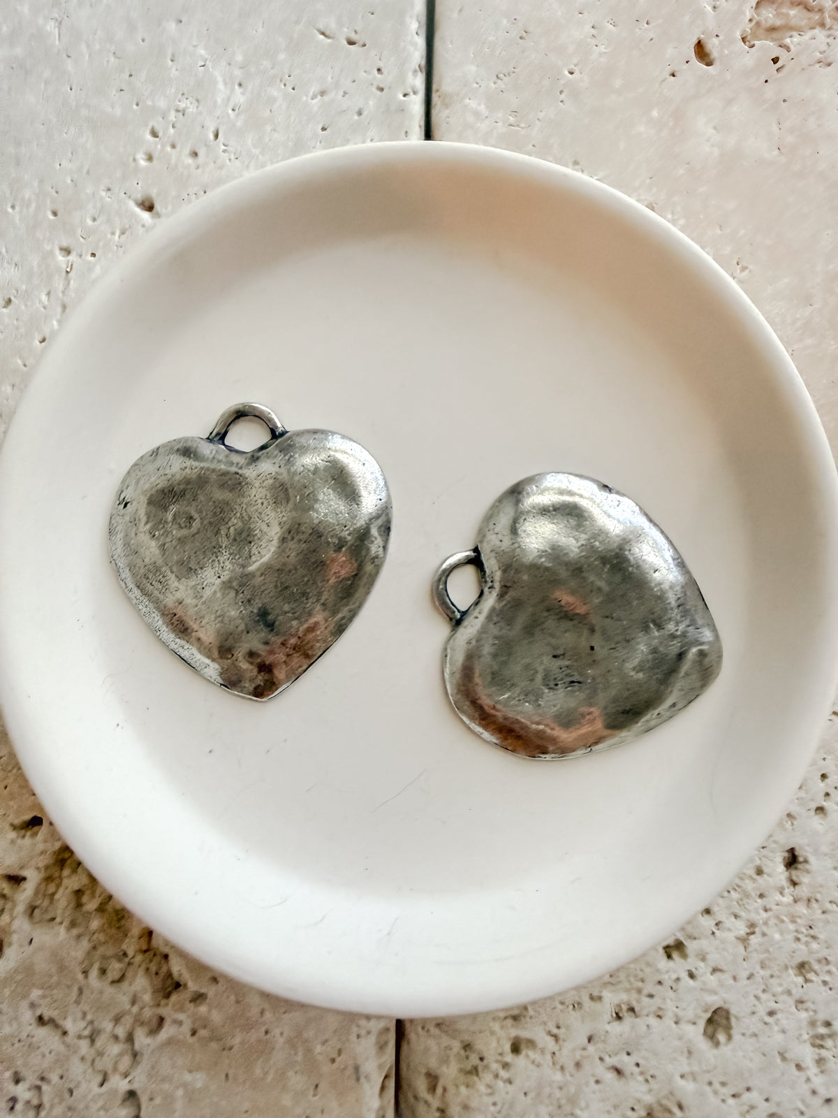 Large Hammered Heart Charm