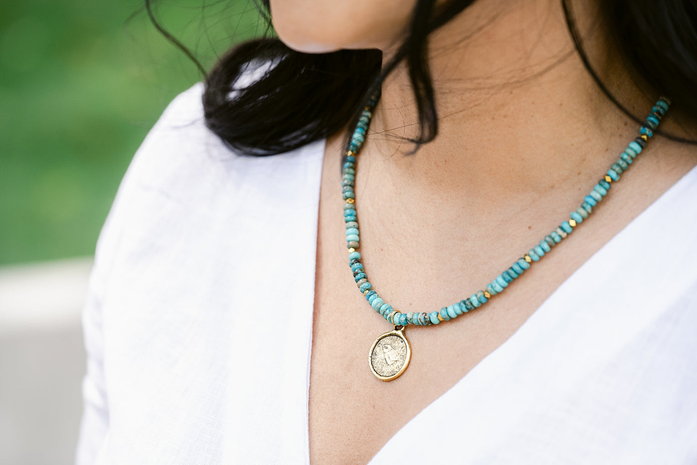 Token Beaded Coin Necklace
