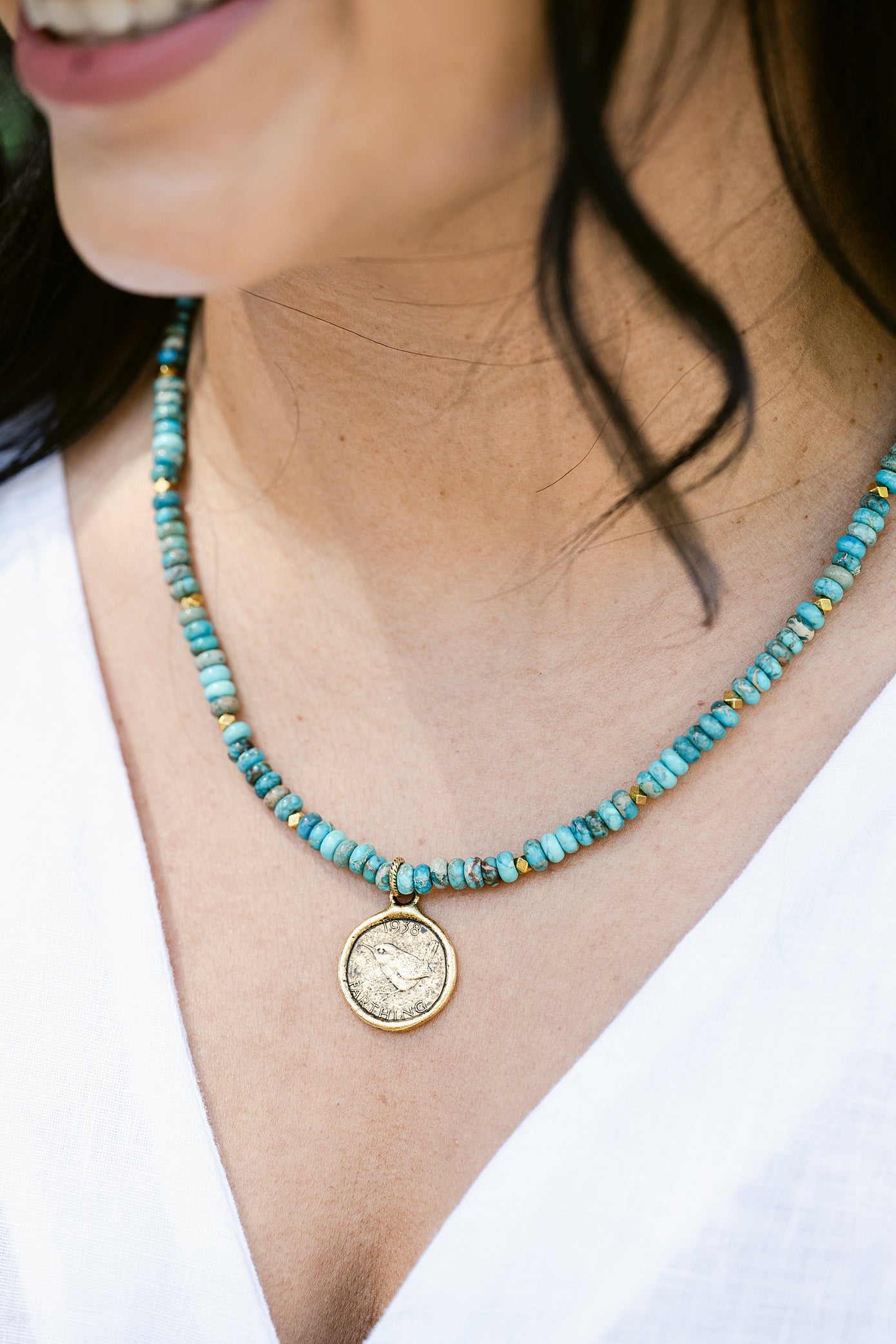 Token Beaded Coin Necklace