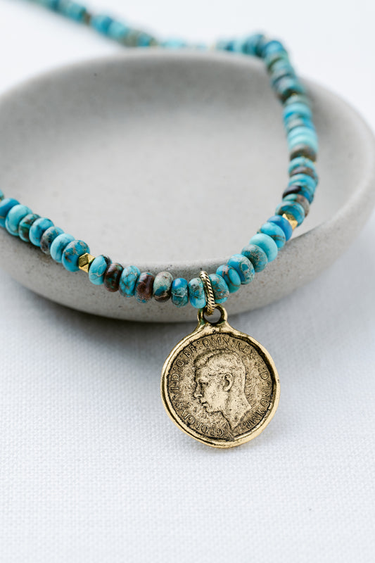 Token Beaded Coin Necklace