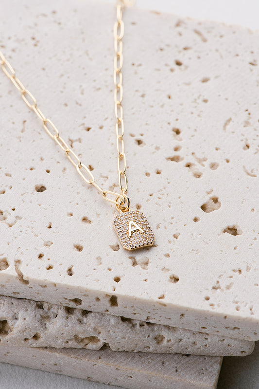 Pave Crystal Initial Necklace